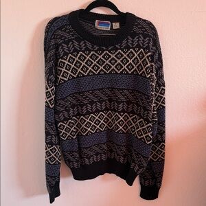Black & Blue Vintage Oversized Sweater